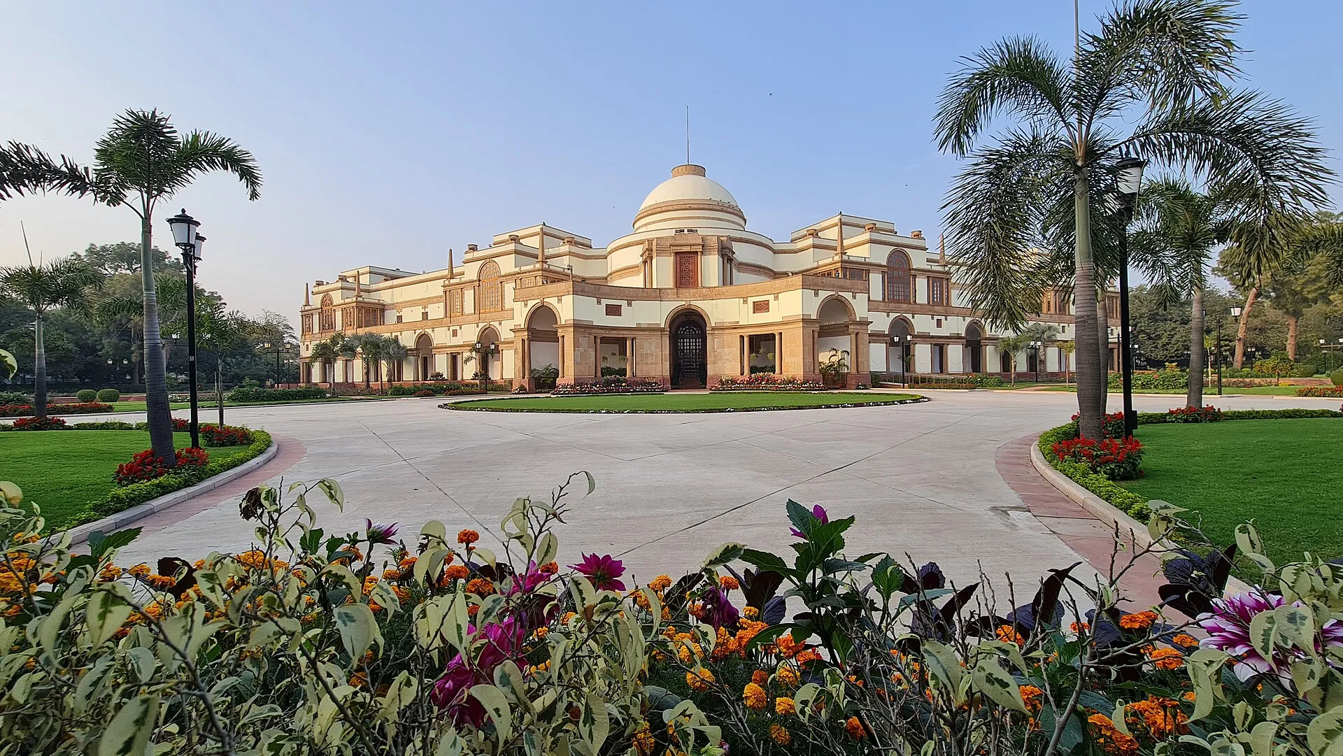 Hyderabad House on Ashok Road in New Delhi, a Lutyens-era estate surrounded by trees and gardens that serves as India's premier diplomatic venue