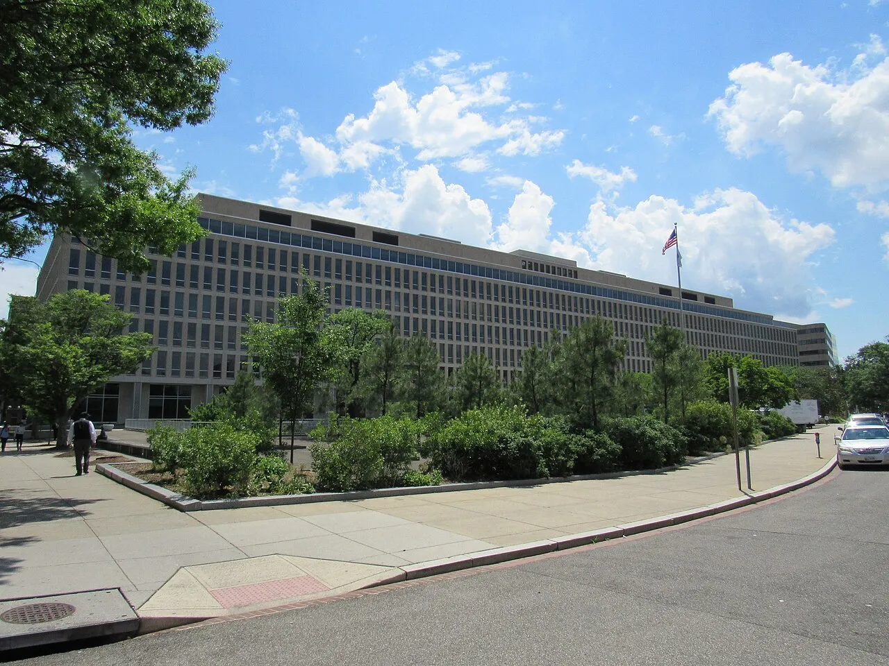 The Lyndon Baines Johnson Building in Washington, headquarters of the U.S. Department of Education, seen from the street.